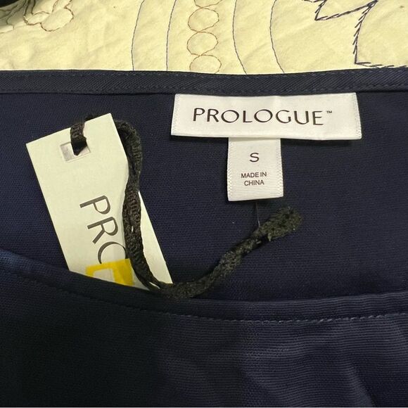 Navy PROLOGUE LONG WIDE SLEEVE SQUARE NECK BLOUSE SHIRT TOP Sz Small women - Picture 11 of 11